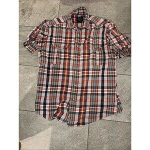 Willis&Geiger 100% Cotton Casual Red Plaid Short-Sleeve Button-Down Shirt M